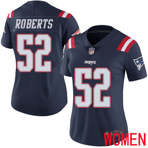 New England Patriots Football 52 Rush Vapor Limited Navy Blue Women Elandon Roberts NFL Jersey